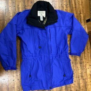 Eddie Bauer Women’s Royal Blue Windbreaker with Adjustments and Hidden Hood